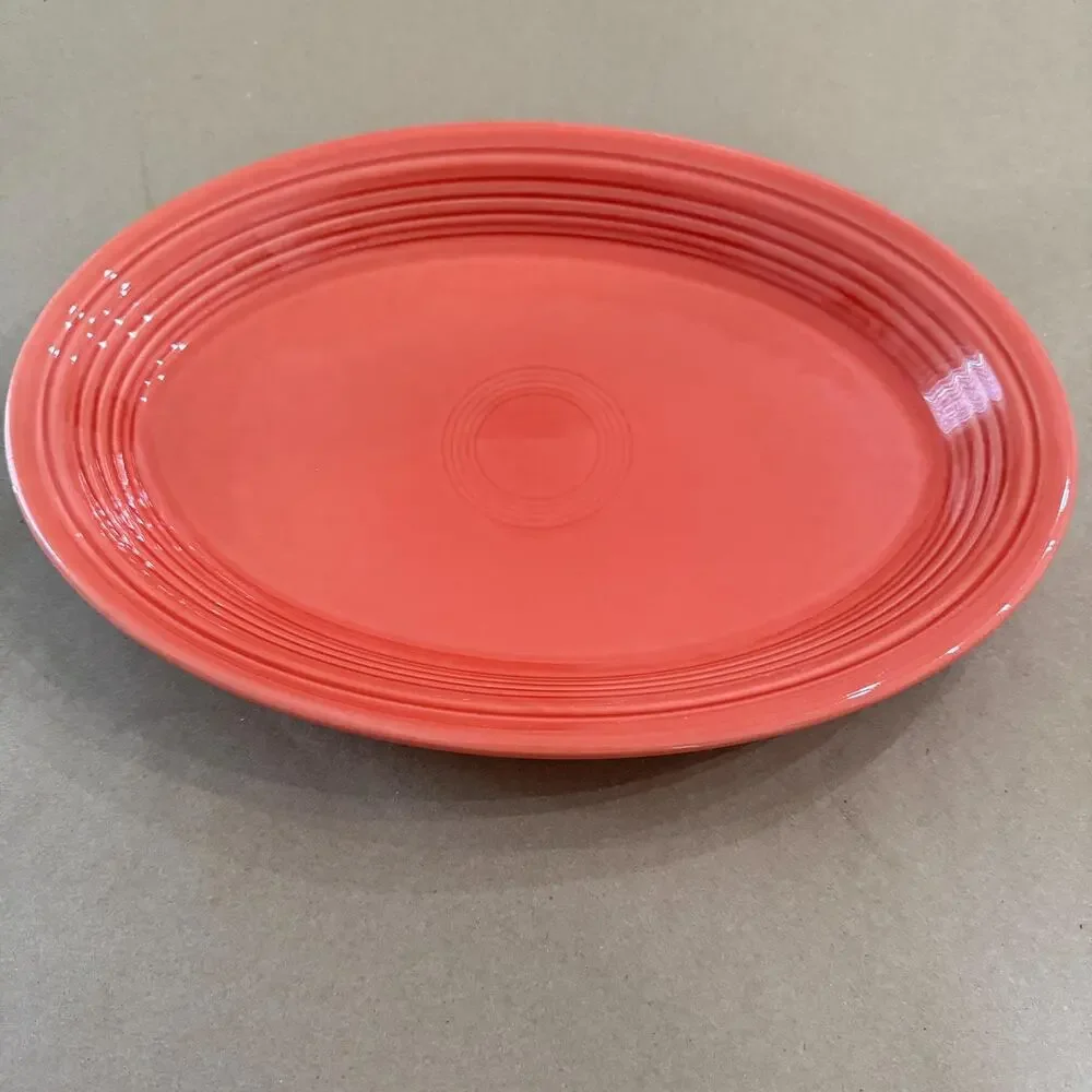 Vintage Fiesta Persimmon Medium Oval Platter 13.25” x 9.5” | Homer Laughlin USA